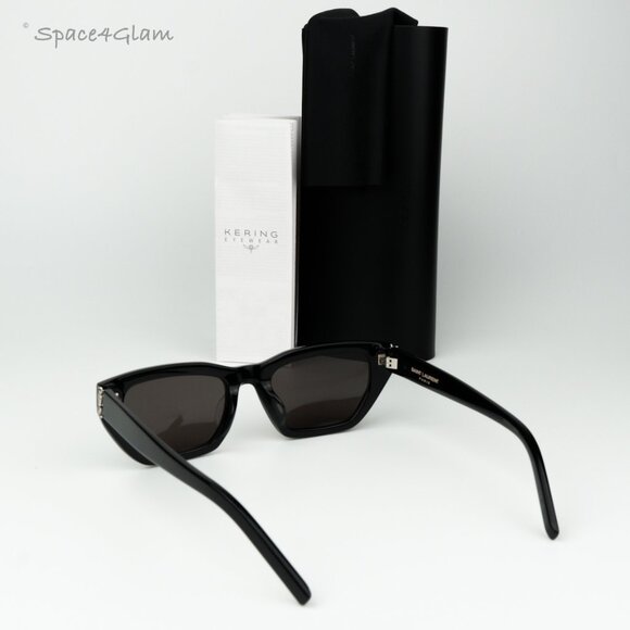 BRAND NEW Saint Laurent SLM127/F 001 Black Black Cat Eye Women Sunglasses - Picture 8 of 10